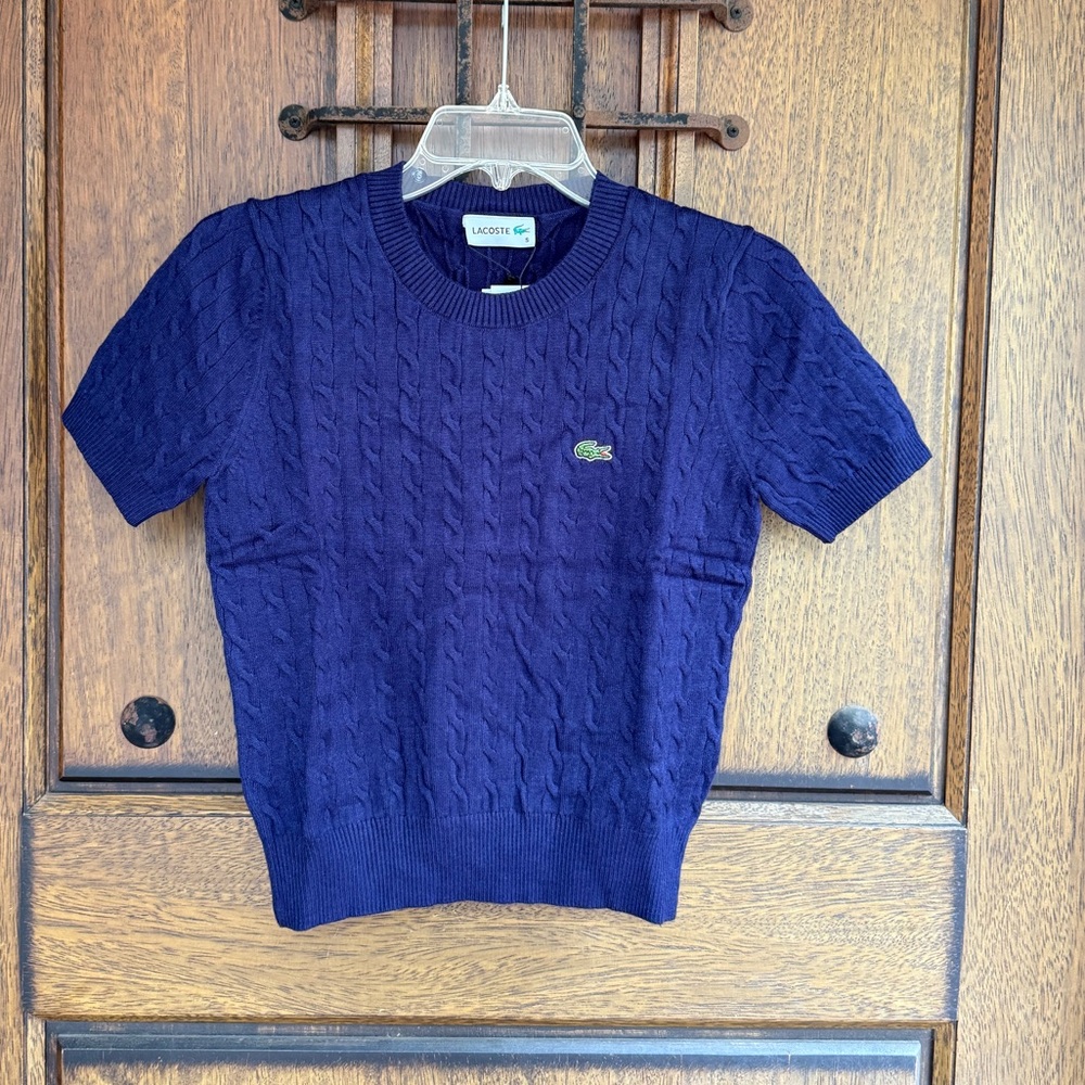 Lacoste Deep Blue Short-Sleeve Sweater Size S , M